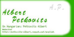 albert petkovits business card